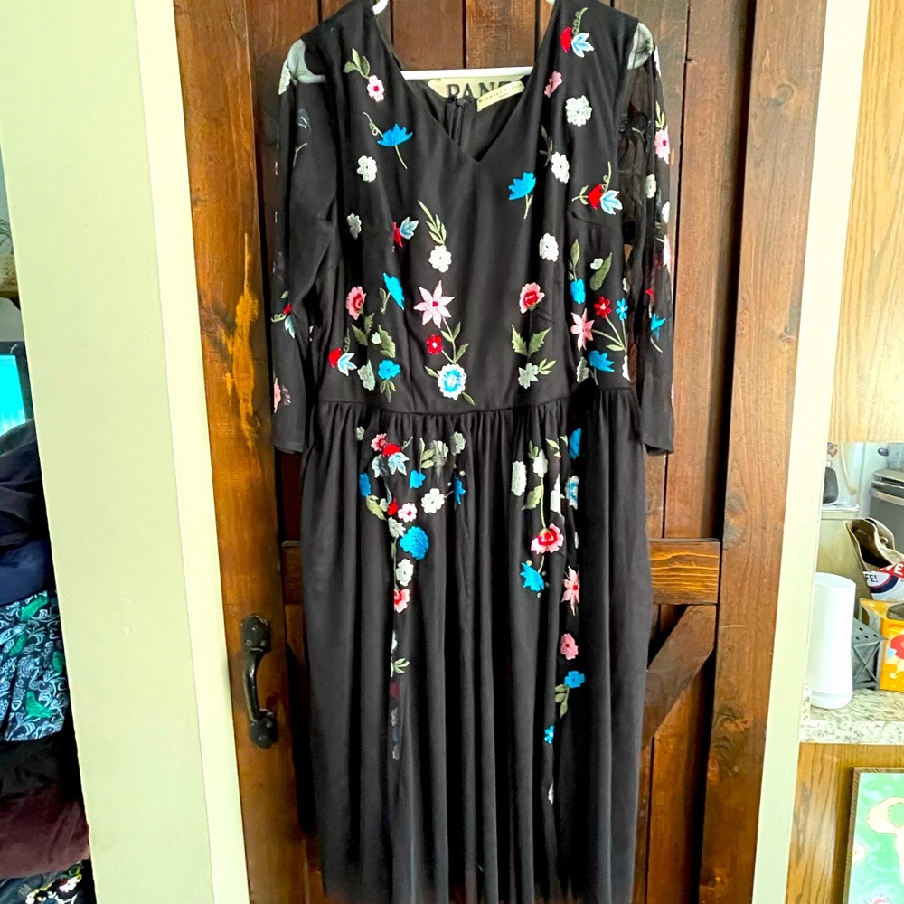 eShakti embroidered tulle overlay dress size 18